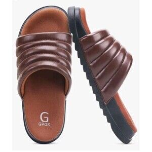 GPOS | Women’s 11 | Memory Foam Slide Sandals | Cushioned Indoor Outdoor Comfort
